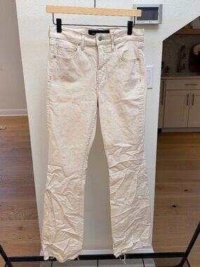 Veronica Beard Cameron Bootcut Jeans Ecru Ivory Raw Hem Size 28 NWOT